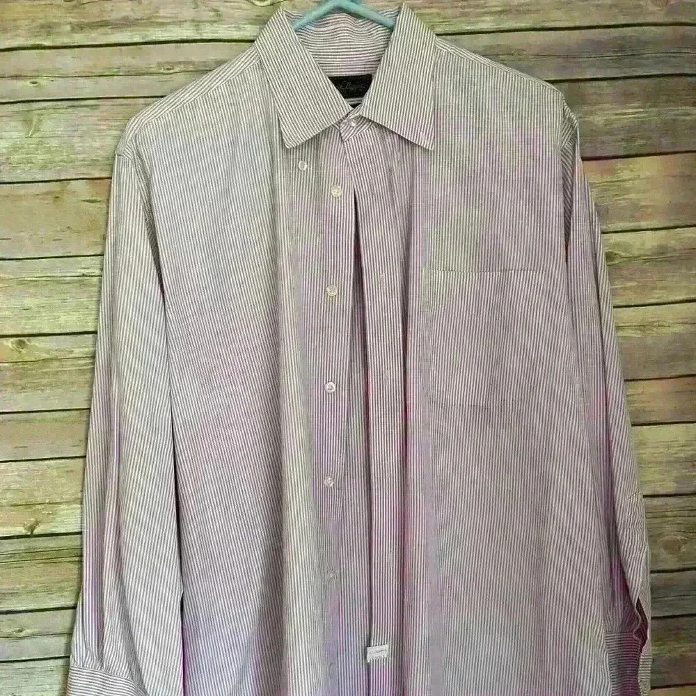 Kenneth Roberts Pink & White Long Sleeve Button Down 17 32/33